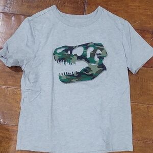 Kids Gray Camo Dinosaur Graphic T-Shirt